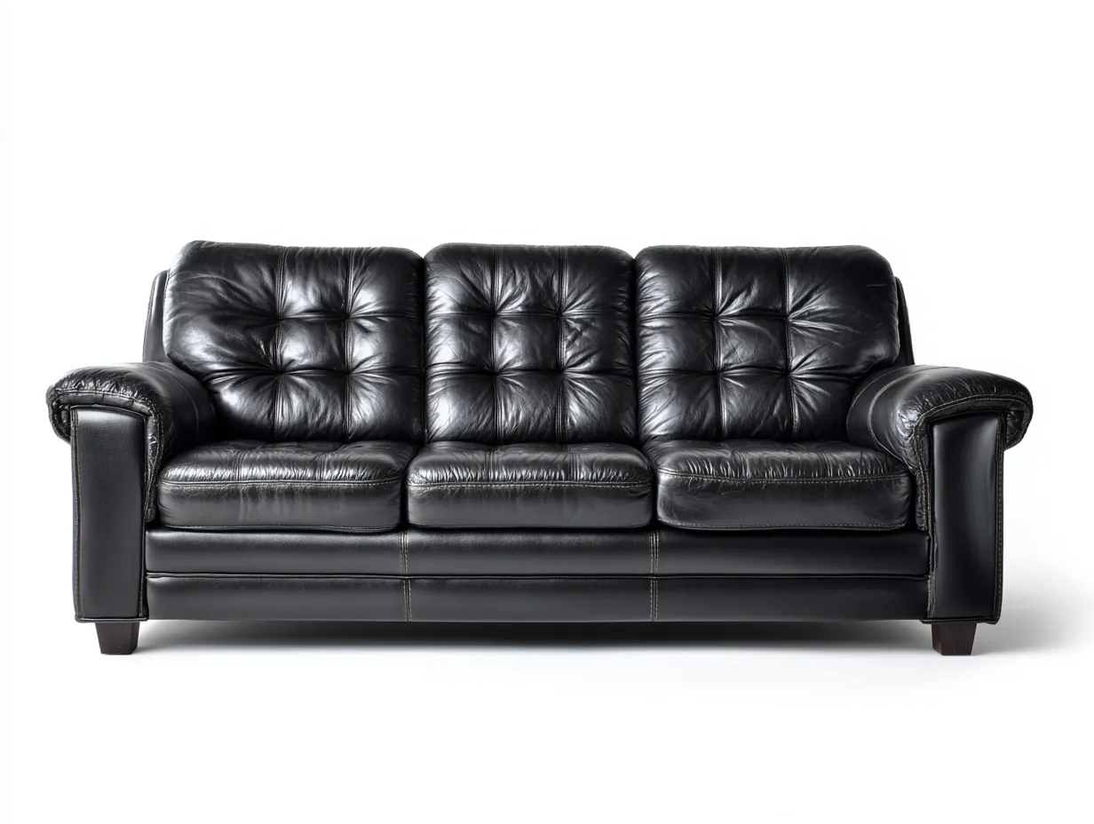 Divani a 3 posti - pelle - 212x93x89 cm - nero - stile classico per soggiorno-Homiyard