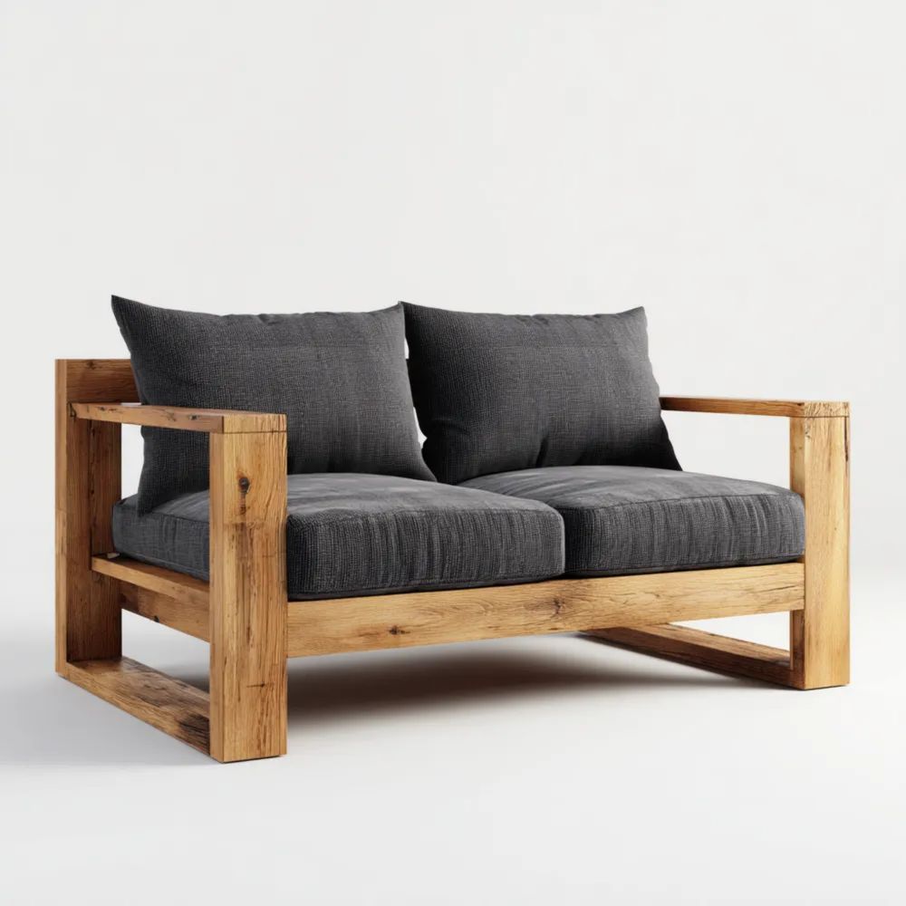 Canapé de jardin deux places 150x85x75 cm en bois massif - Gris Foncé - Design moderne-Livanesta