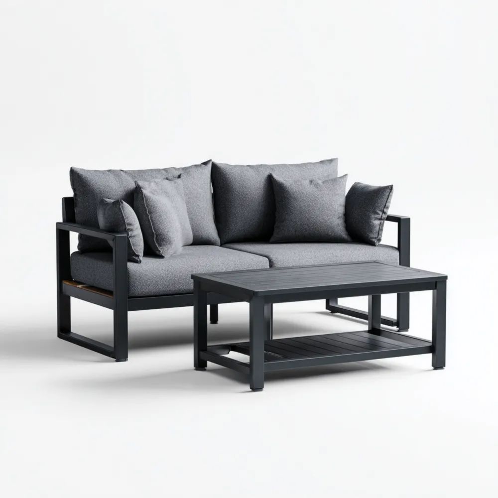 Ensemble de canapé de jardin aluminium 140x75x67 cm – Gris – Design moderne-Oakelino