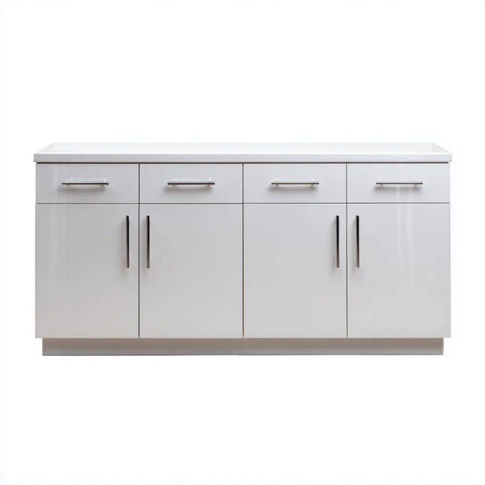 Buffet en Bois Blanc Brillant 160x40x80 cm – Design Moderne-Oakelino