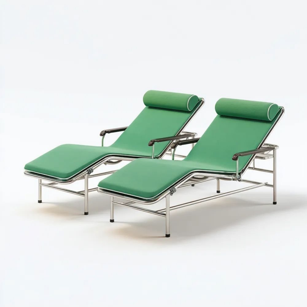 Chaises longues de jardin en métal 195x65x35 cm Vert-Oakelino