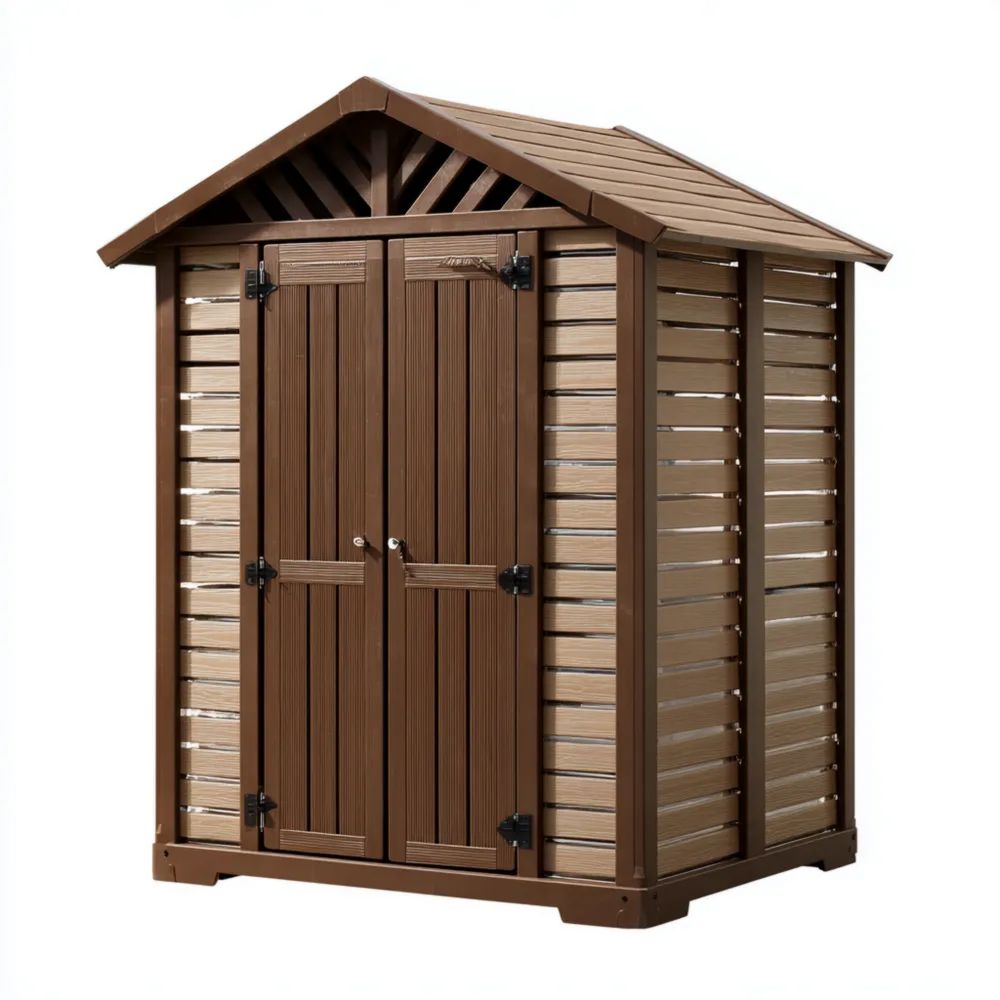 Abri de Jardin en Résine 190x160x210 cm - Marron et Beige-Oakelino