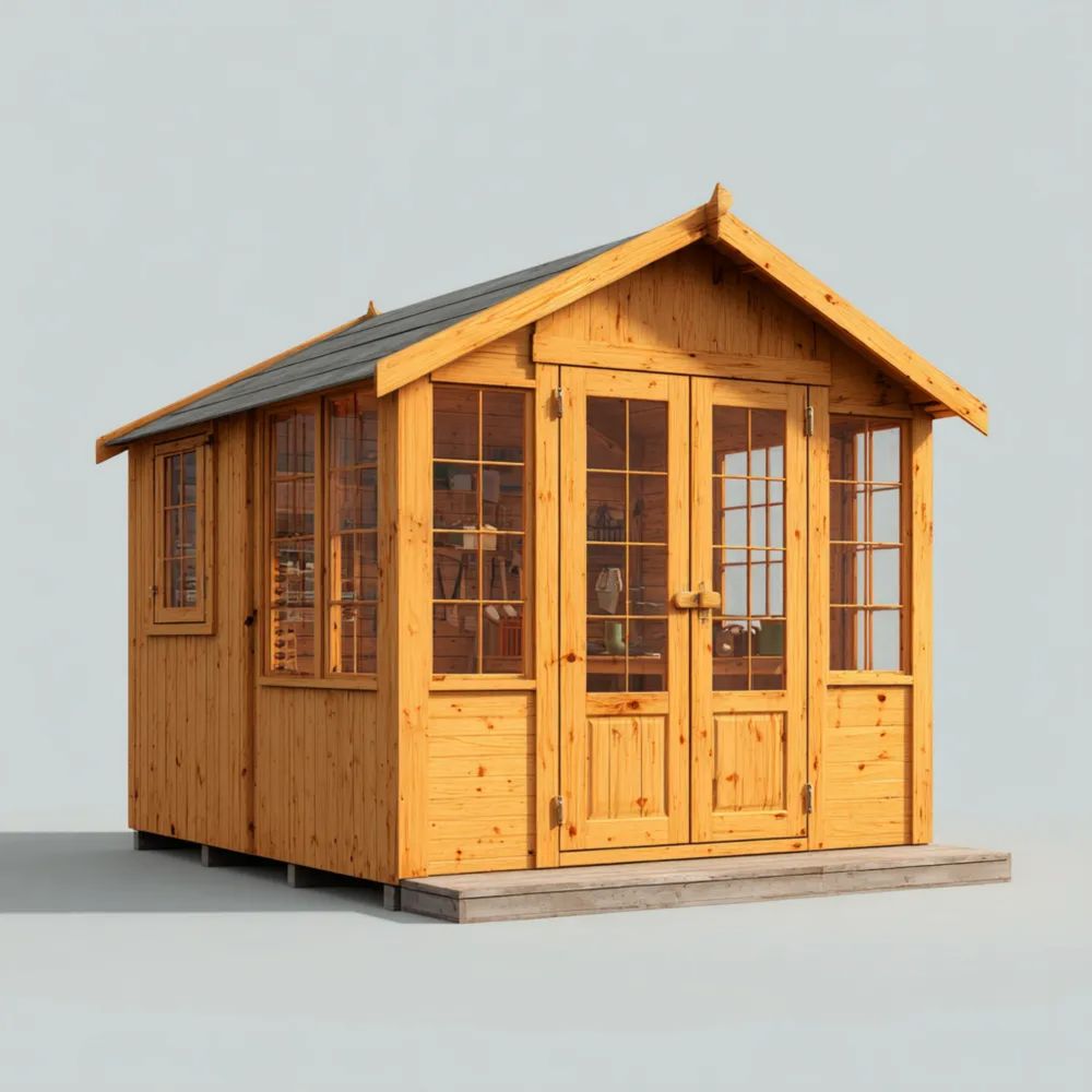 Abri de jardin en bois 300x250x230 cm – Naturel – Design classique-Oakelino