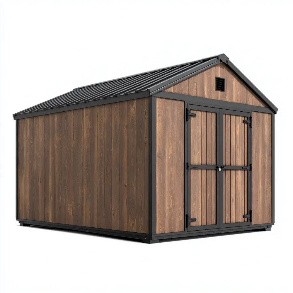 Abri de jardin métal et bois 300x200x210 cm – Marron – Design moderne-Oakelino