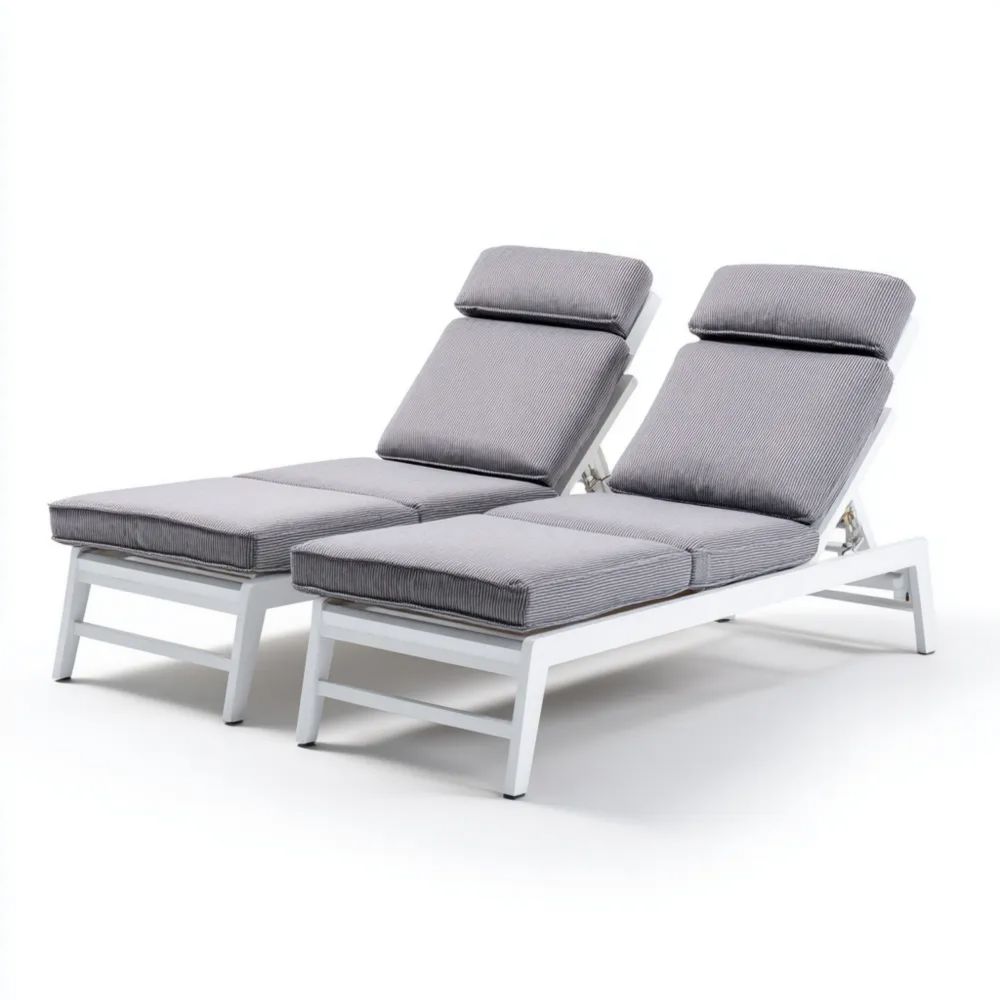 Chaises longues de jardin - Aluminium et tissu - 200x65x35 cm - Gris - Design moderne-Decoramira