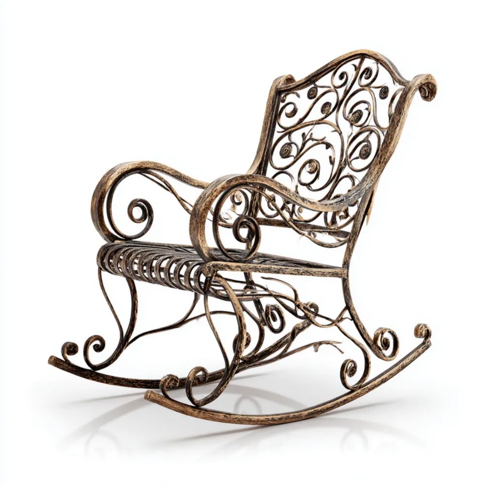 Chaise à bascule de jardin en fer forgé 95x60x85 cm – Design classique-Decoramira