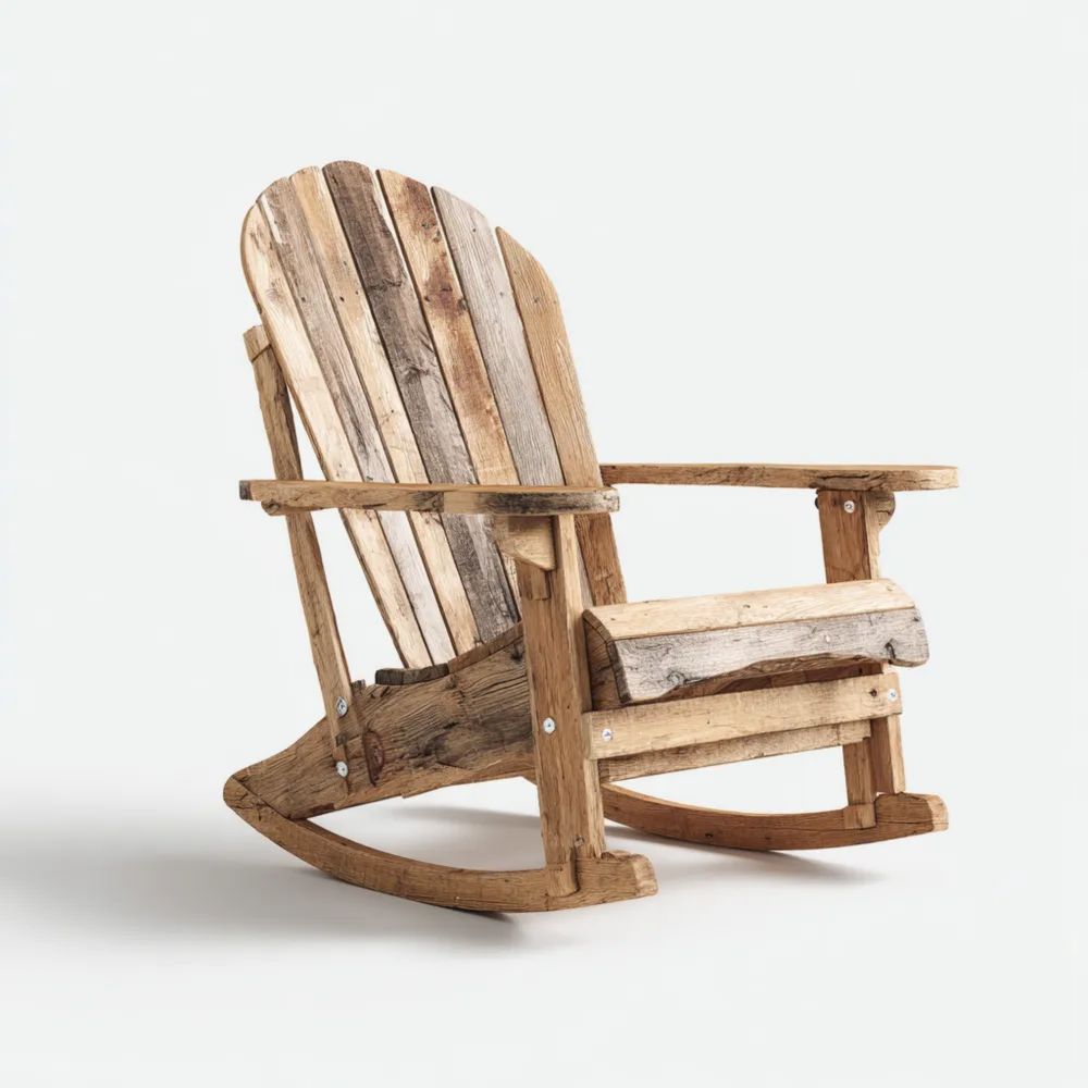 Fauteuil à bascule de jardin en bois 60x80x100 cm Bois Naturel-Decoramira