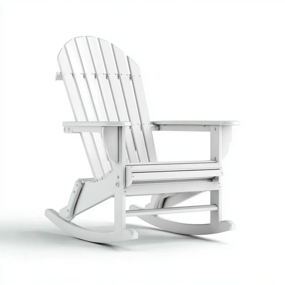 Fauteuil à bascule de jardin en bois 85x75x90 cm – Blanc – Style classique-Decoramira