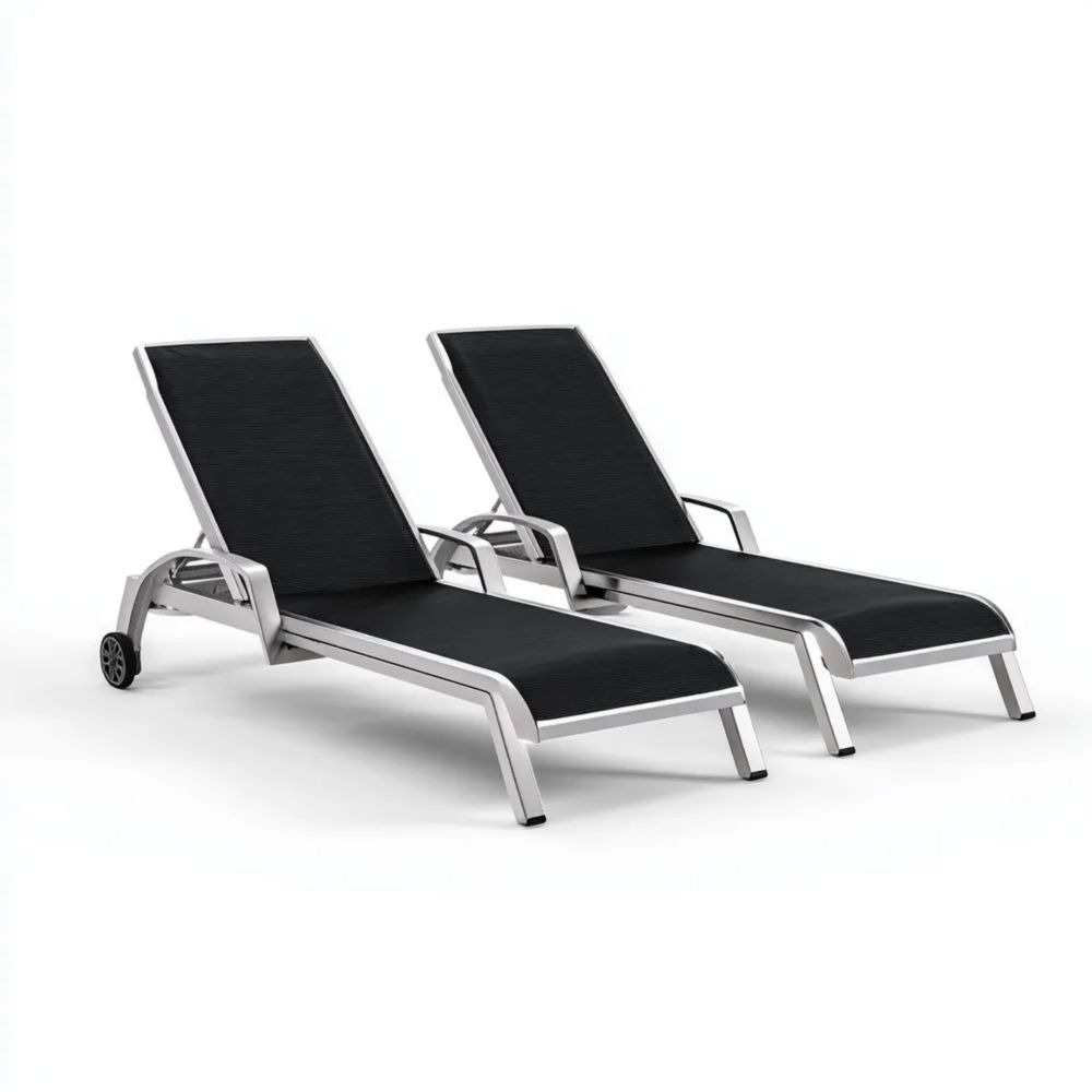 Chaise longue de jardin en aluminium 200x60x30 cm - Noir - Design moderne-Decoramira