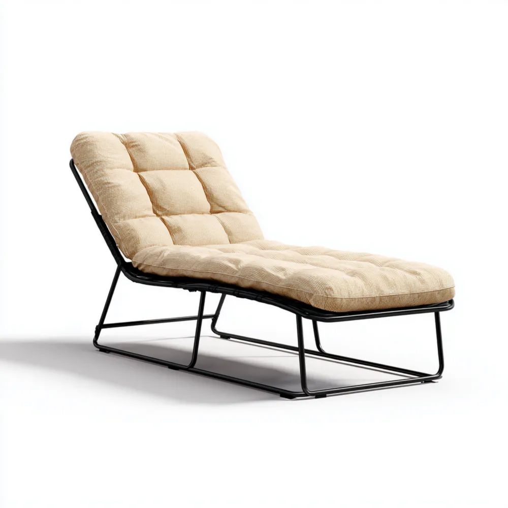 Chaise longue de jardin Métal 200x70x90 cm – Beige – Design moderne-Decoramira