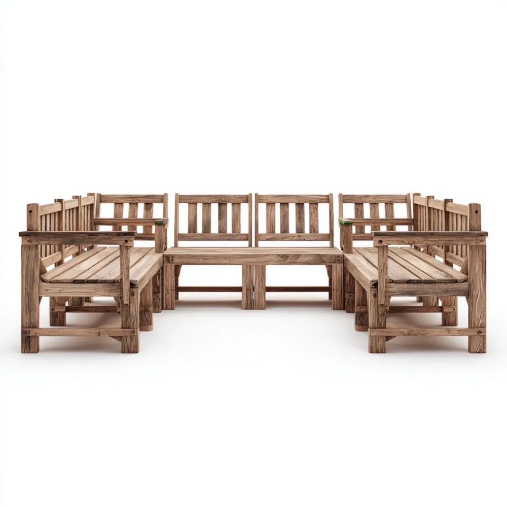 Canapé d'angle de jardin en bois 200x150x80 cm - Design Rustique