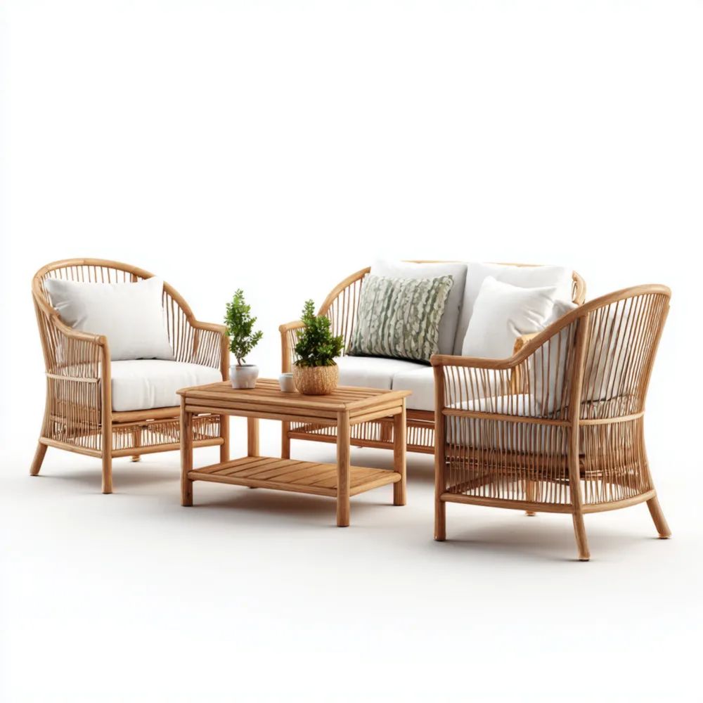 Ensemble de canapés de jardin osier 150x80x75 cm – Beige – Design moderne