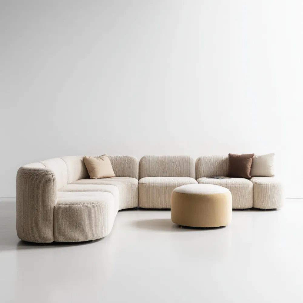 Canapé modulable 350x90x85 cm tissu Beige – Design moderne