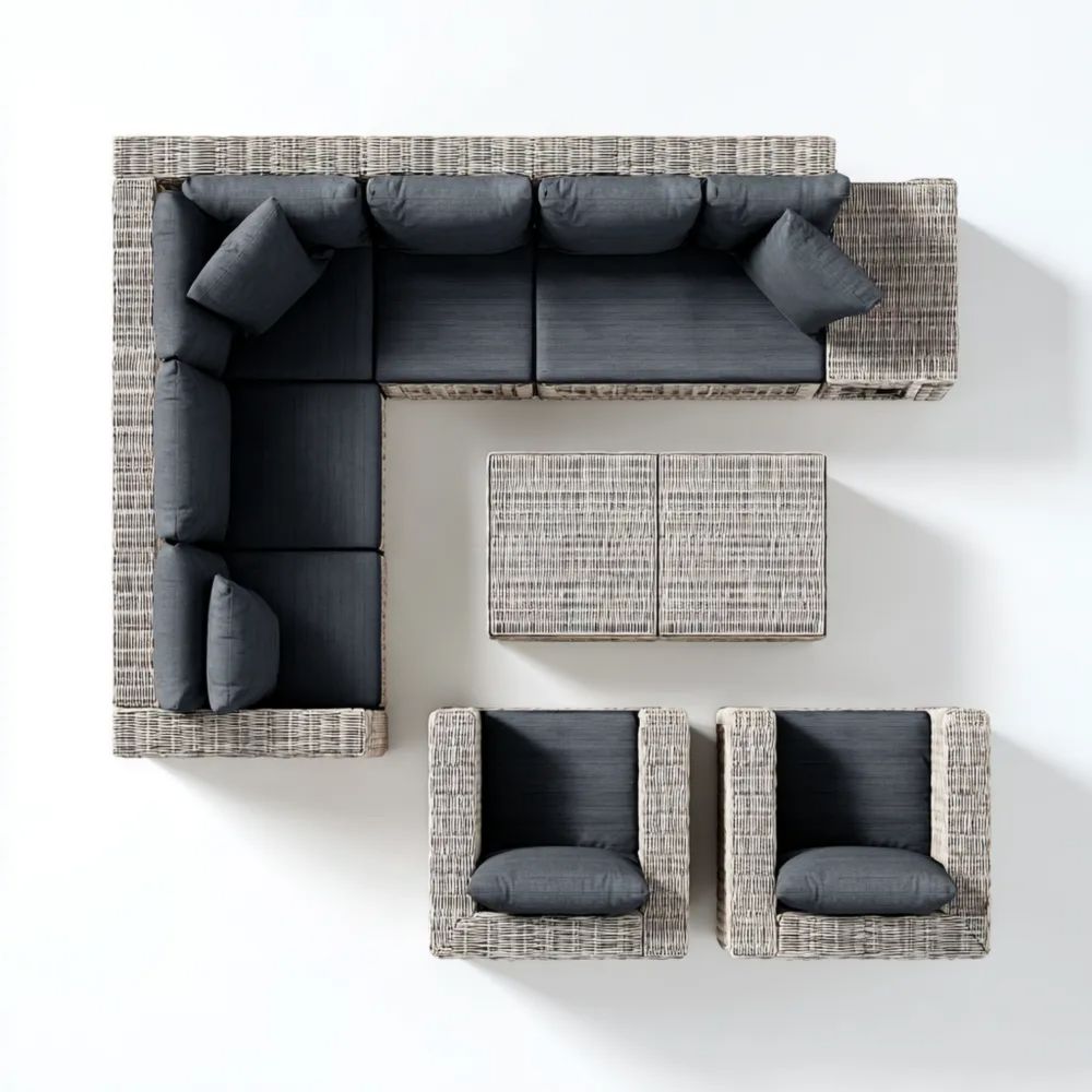 Ensemble de salon de jardin en rotin 250x250x70 cm - Gris - Design moderne