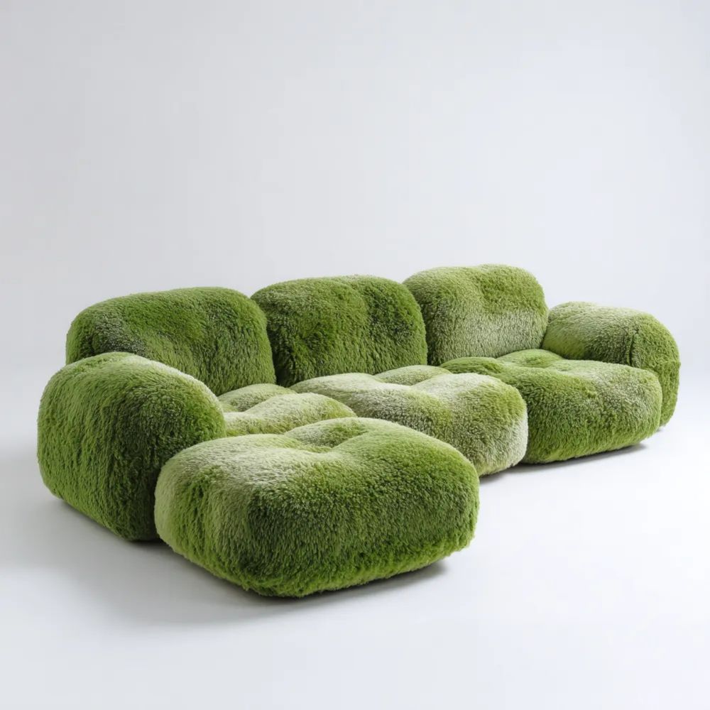 Canapé Modulable Tissu Peluche Vert 300x150x70 cm – Design Contemporain