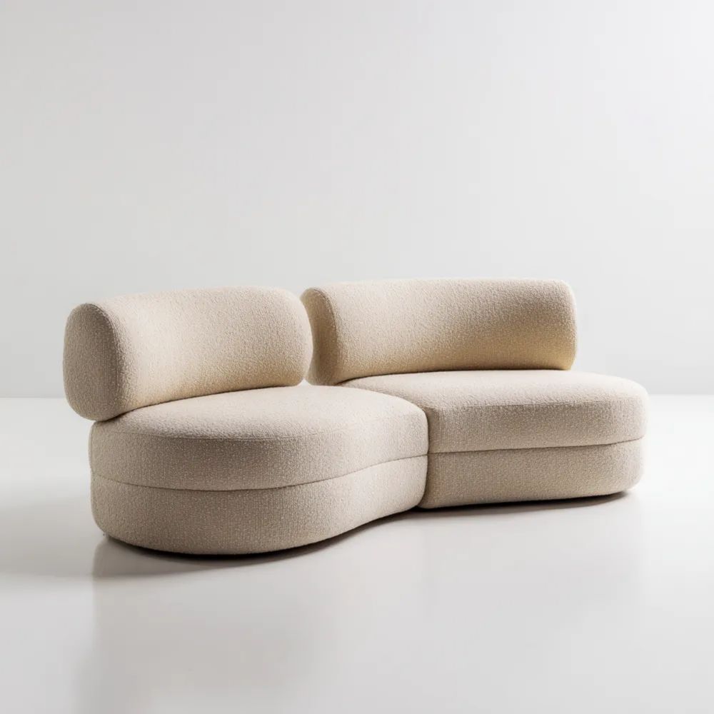 Canapé modulable en tissu bouclé 200x90x75 cm - Beige - Design contemporain