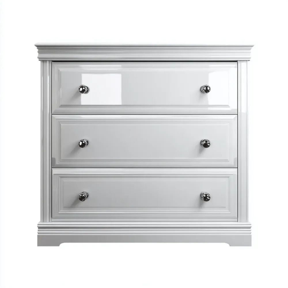 Commode en bois laqué 80x45x90 cm – Blanc – Design classique