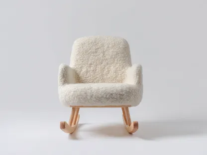 Fauteuil à bascule en laine bouclée écru 78x82x86 cm - pour salon - design scandinave moderne-Pinegetbay
