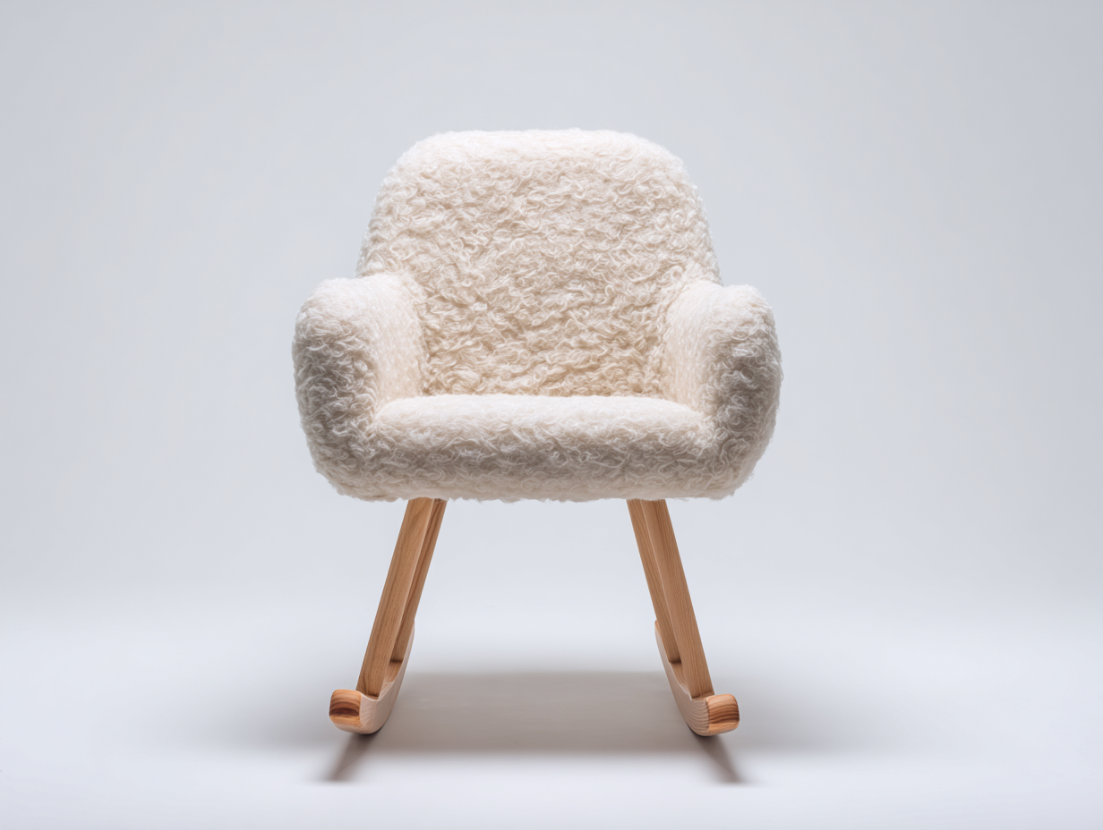 Fauteuil à bascule en laine bouclée 72x78x88 cm - écru - style scandinave contemporain pour salon-Pinegetbay