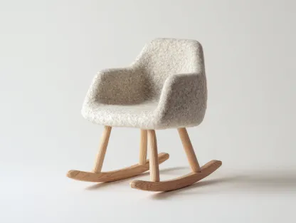 Fauteuil à bascule en tissu feutré 70x78x88 cm - écru - style scandinave contemporain pour salon-Pinegetbay