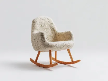 Fauteuil à bascule en laine feutrée 72x80x90 cm - écru - style scandinave naturel pour salon-Pinegetbay