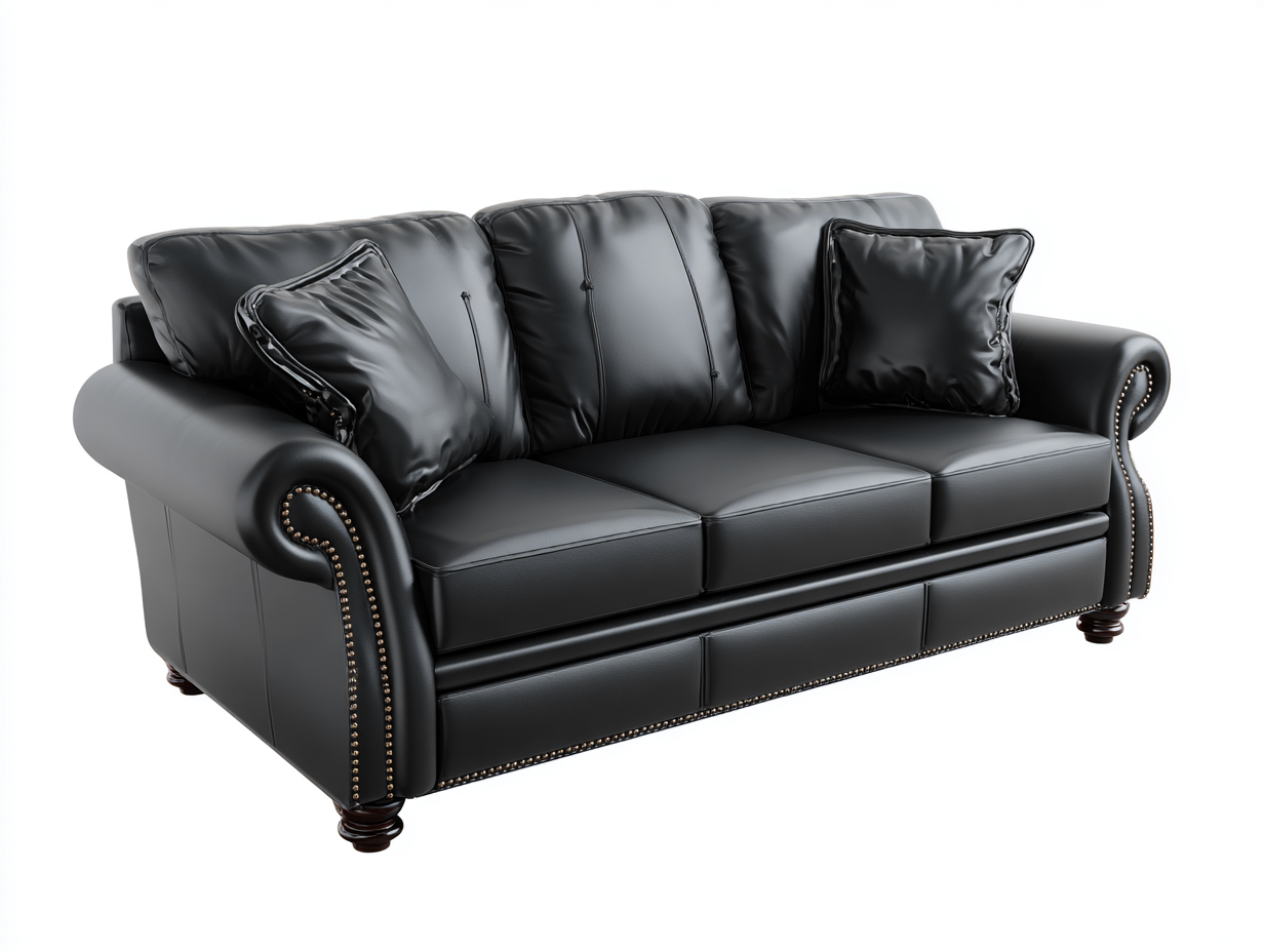 Canapé 3 places en cuir 220x92x78 cm - noir - design classique pour salon-Pinegetbay