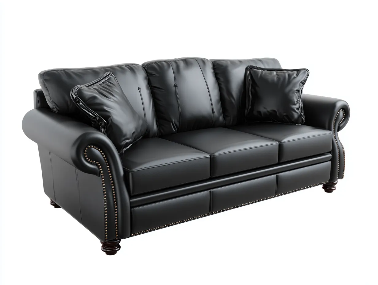 Canapé 3 places en cuir 220x92x78 cm - noir - design classique pour salon-Pinegetbay