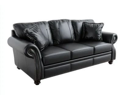 Canapé 3 places en cuir 220x92x78 cm - noir - design classique pour salon-Pinegetbay