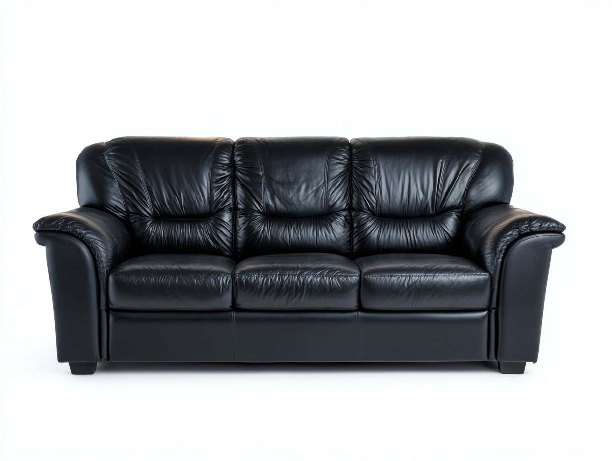 Canapé 3 places en cuir 210x95x80 cm - noir - design confortable pour salon-Pinegetbay