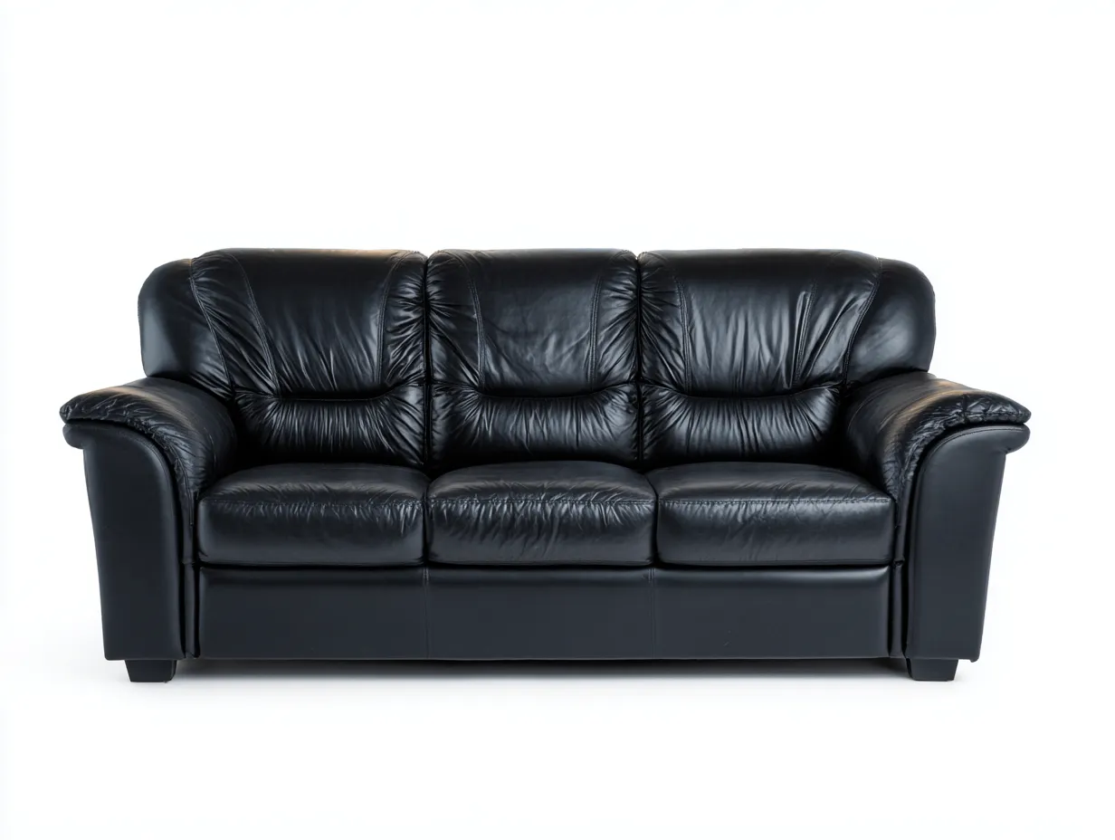 Canapé 3 places en cuir 210x95x80 cm - noir - design confortable pour salon-Pinegetbay