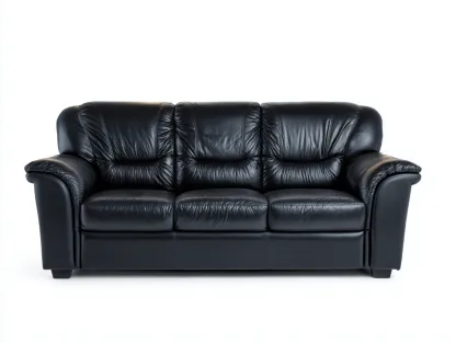 Canapé 3 places en cuir 210x95x80 cm - noir - design confortable pour salon-Pinegetbay