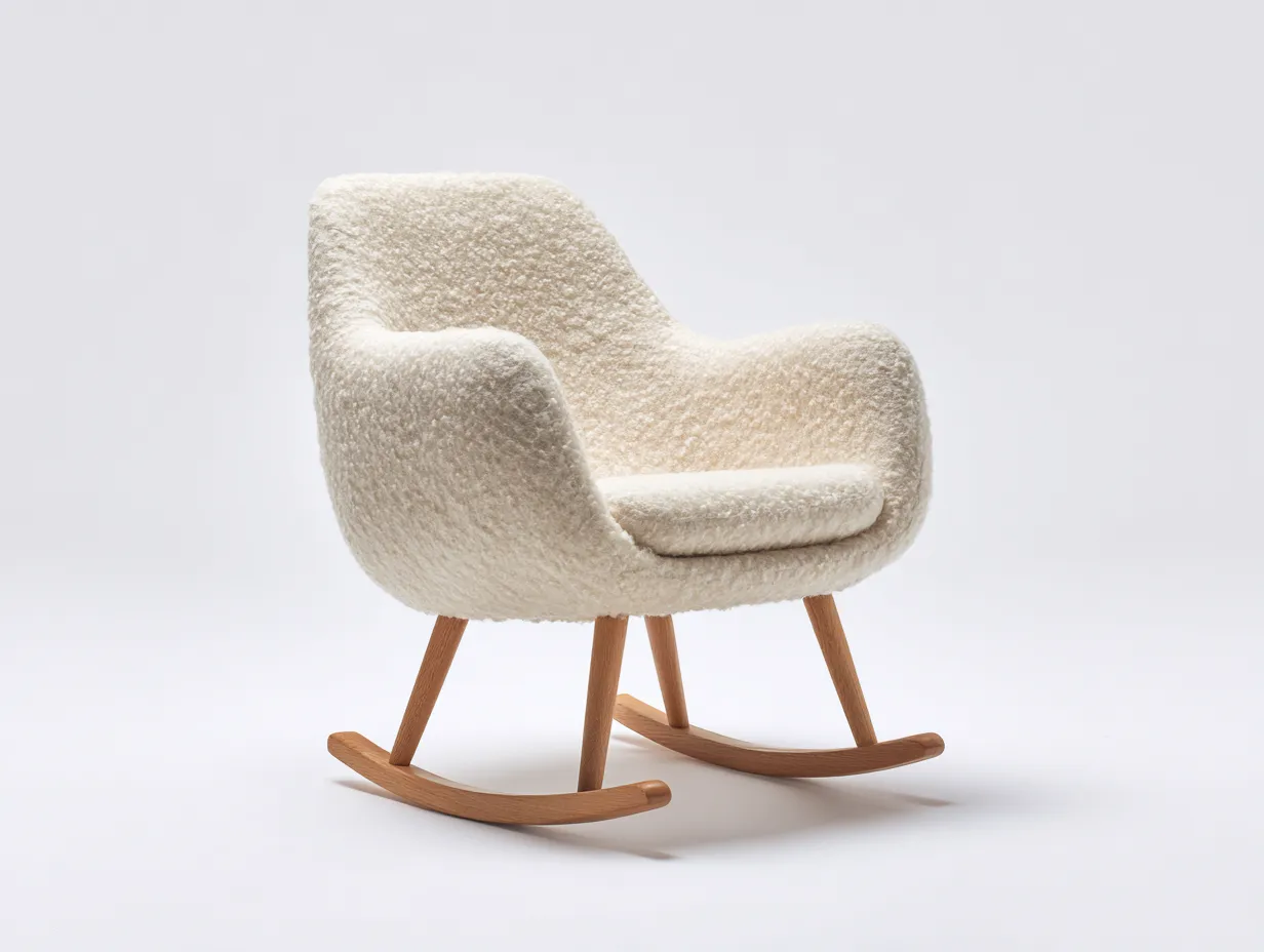 Fauteuil à bascule en laine feutrée 74x82x88 cm - crème - style nordique doux pour salon-Pinegetbay