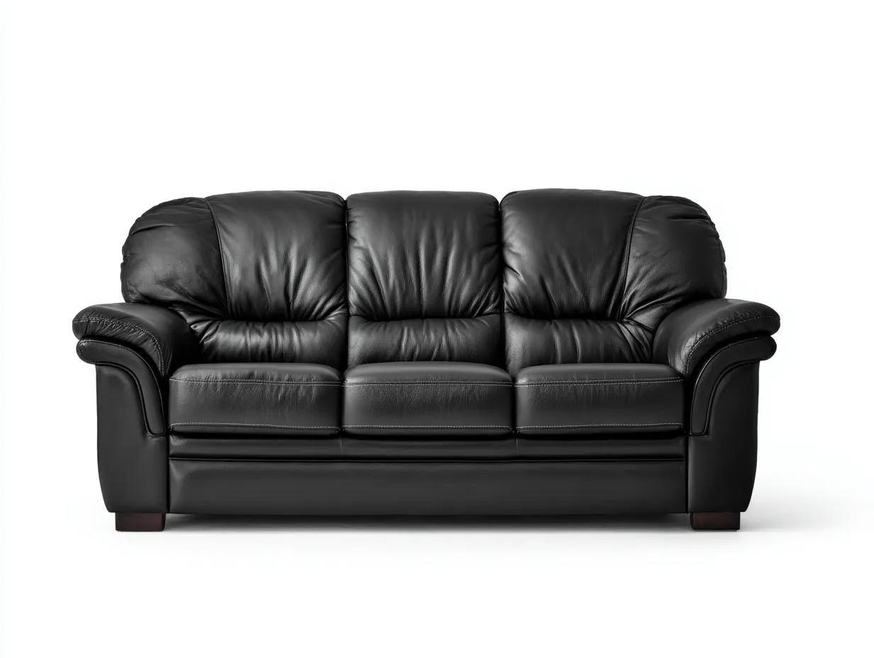 Canapé 3 places en cuir 222x98x86 cm - noir - style confortable pour salon-Pinegetbay