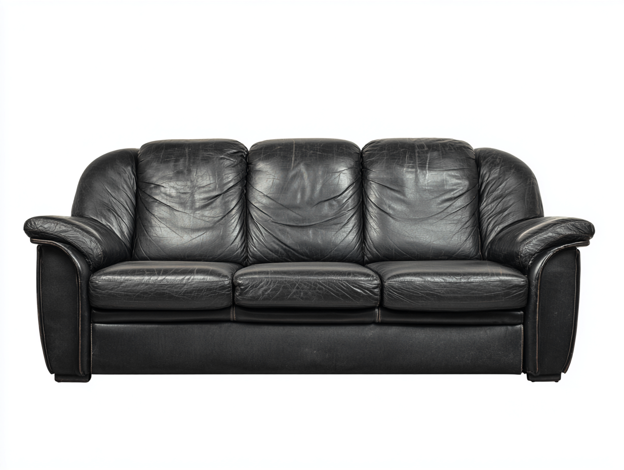 Canapé 3 places en cuir 215x96x82 cm - noir - confort quotidien pour salon-Pinegetbay