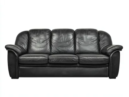 Canapé 3 places en cuir 215x96x82 cm - noir - confort quotidien pour salon-Pinegetbay