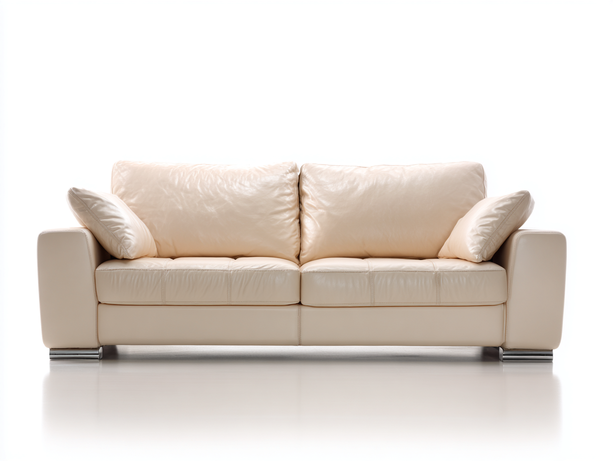 Canapé 3 places en cuir 208x92x82 cm - beige clair - style moderne minimaliste pour salon-Pinegetbay