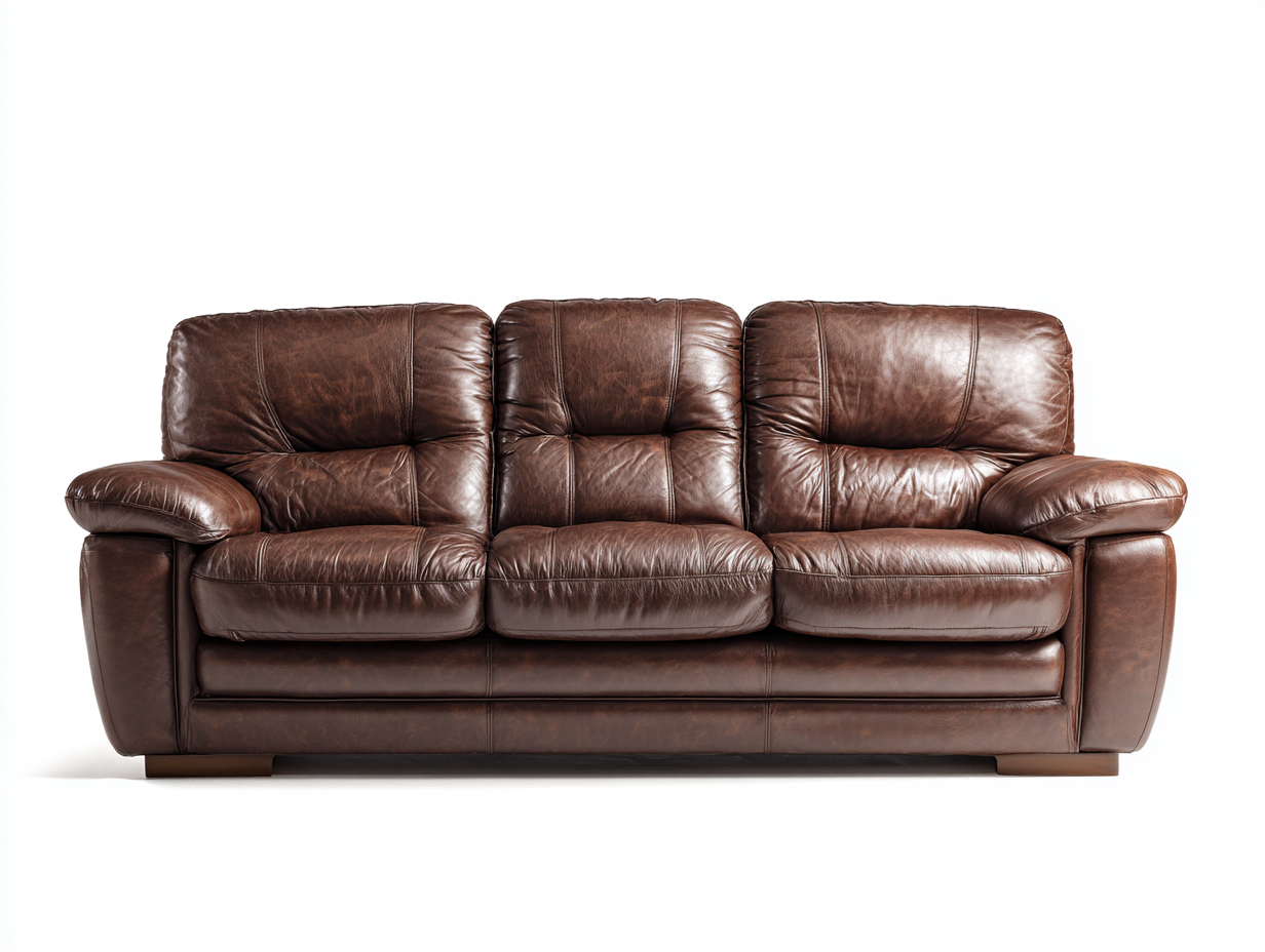 Canapé 3 places en cuir 218x96x88 cm - marron - style vintage confortable pour salon-Pinegetbay