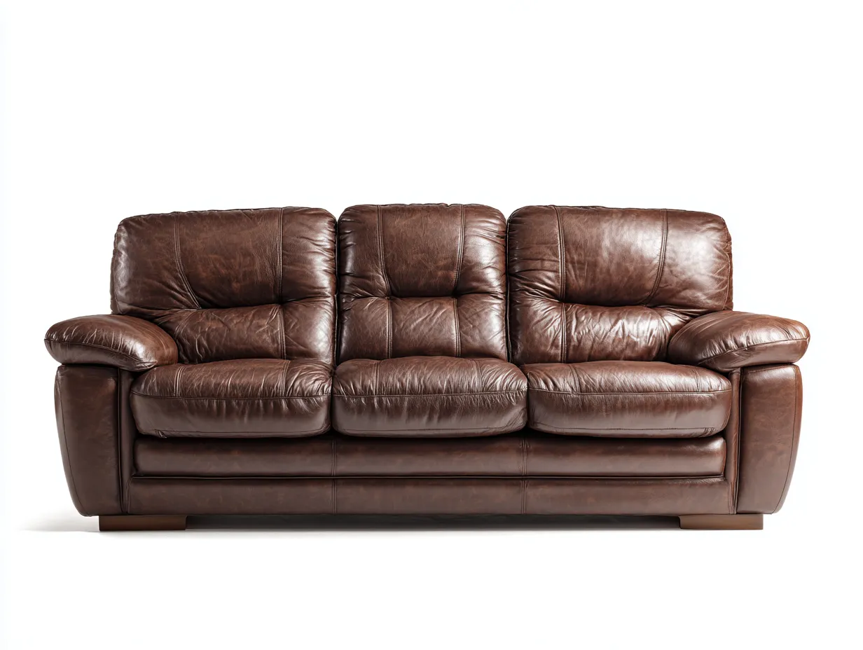 Canapé 3 places en cuir 218x96x88 cm - marron - style vintage confortable pour salon-Pinegetbay