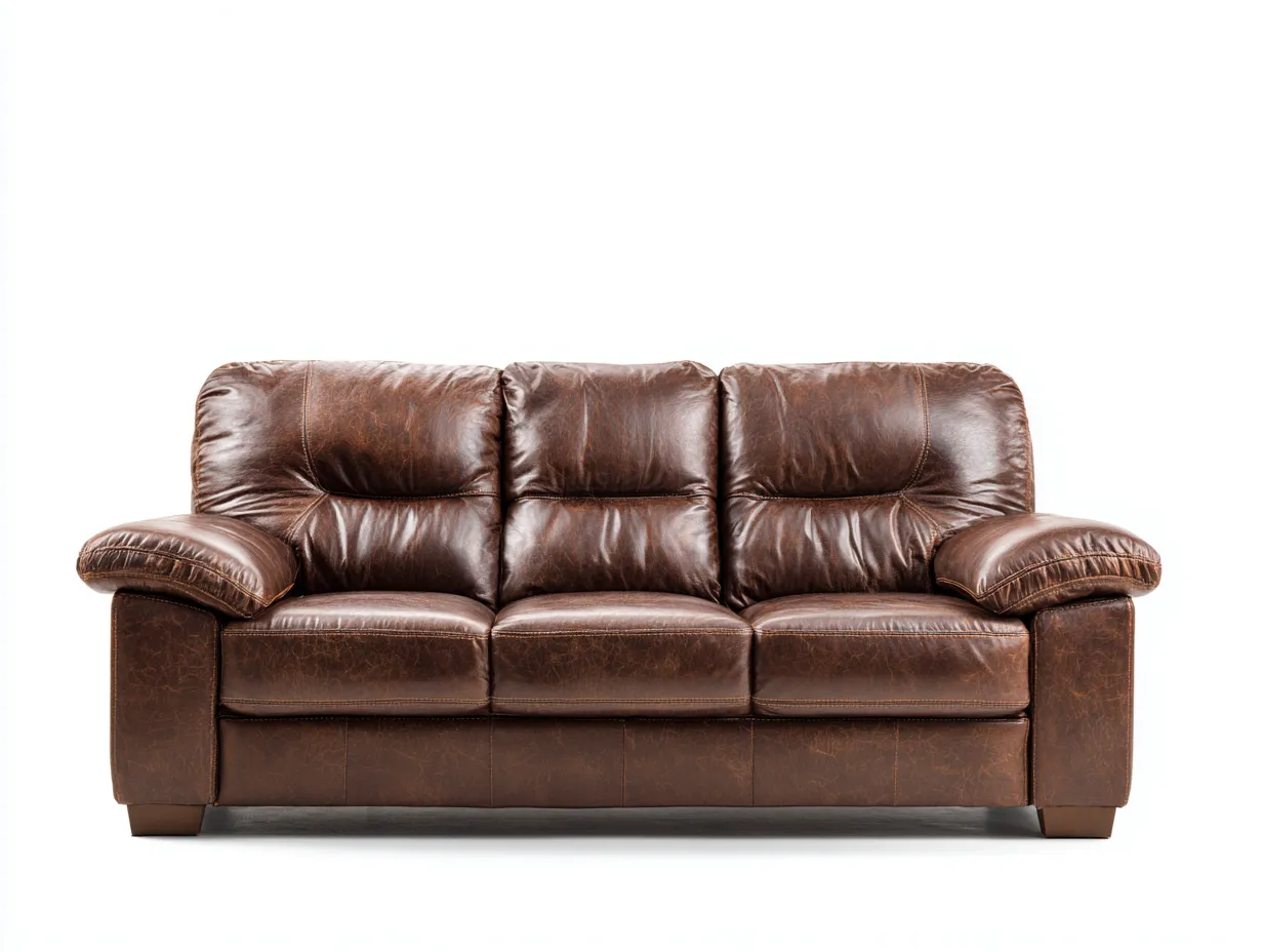 Canapé 3 places en cuir 212x94x84 cm - marron foncé - style classique vintage pour salon-Pinegetbay