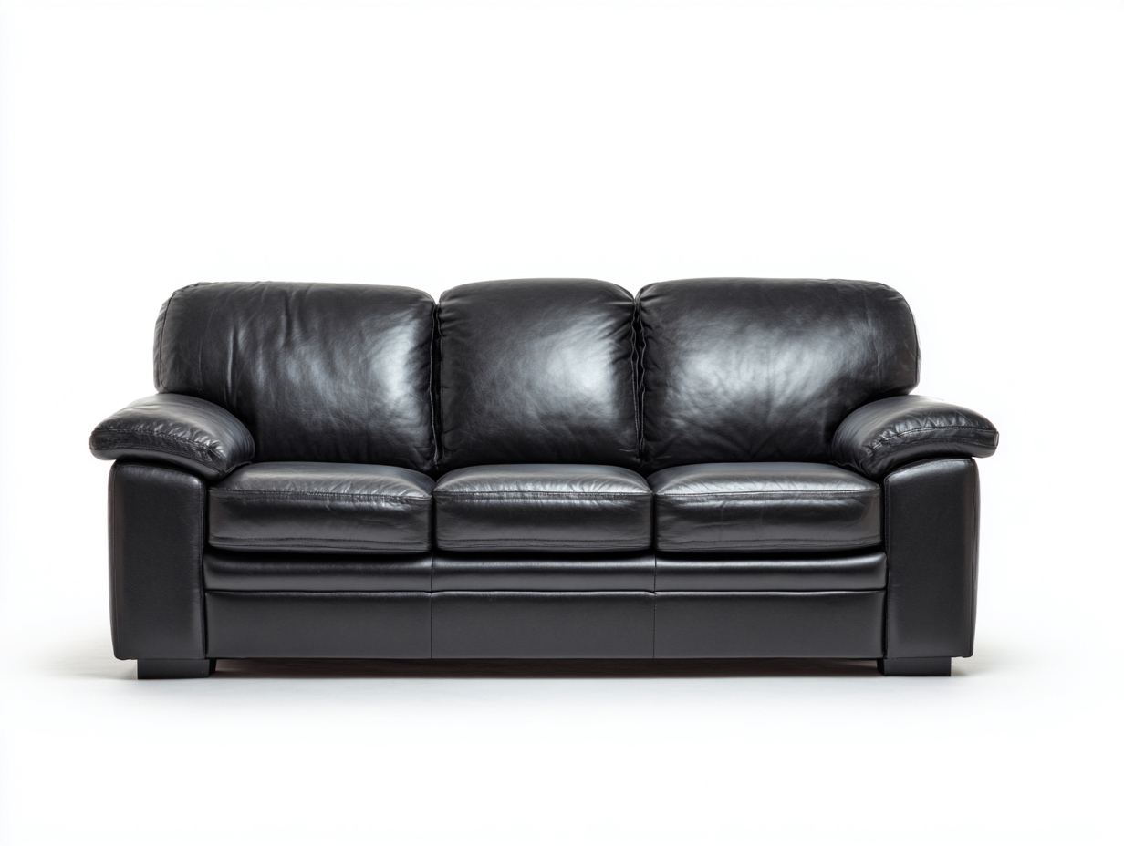 Canapé 3 places en cuir 224x99x87 cm - noir - style classique confortable pour salon-Pinegetbay