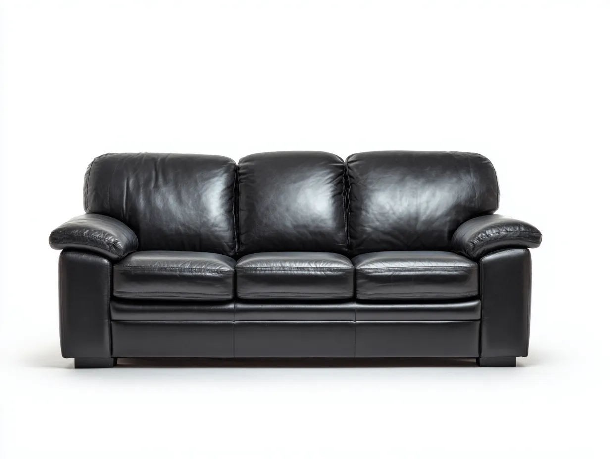 Canapé 3 places en cuir 224x99x87 cm - noir - style classique confortable pour salon-Pinegetbay