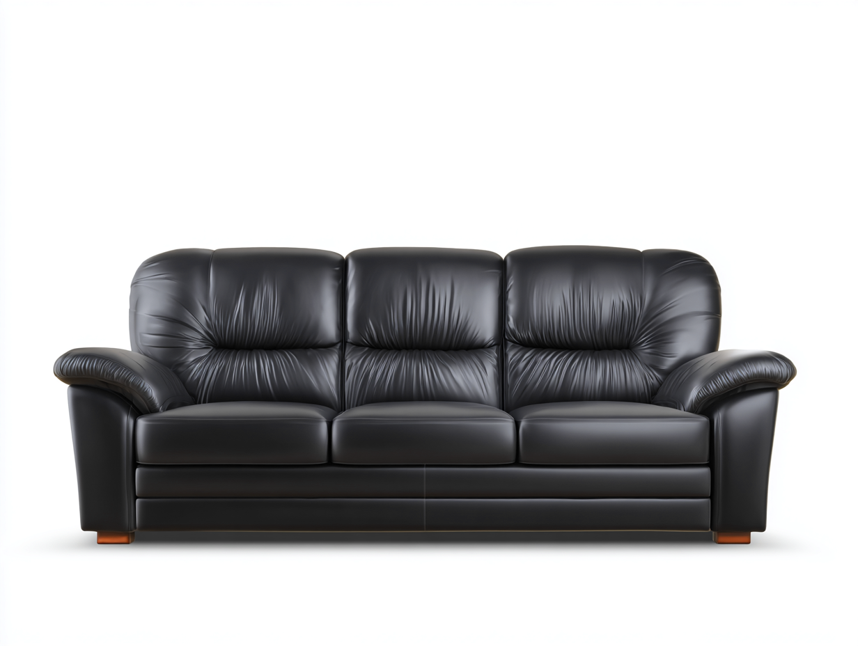 Canapé 3 places en cuir 218x94x83 cm - noir - style contemporain pour salon-Pinegetbay