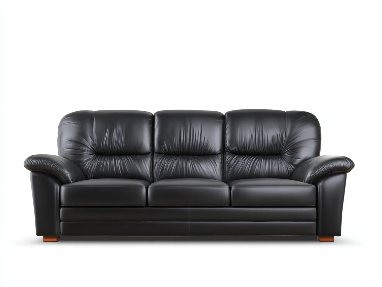 Canapé 3 places en cuir 218x94x83 cm - noir - style contemporain pour salon-Pinegetbay