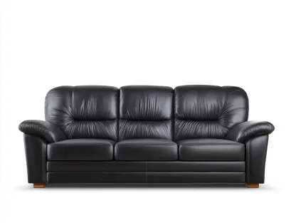 Canapé 3 places en cuir 218x94x83 cm - noir - style contemporain pour salon-Pinegetbay