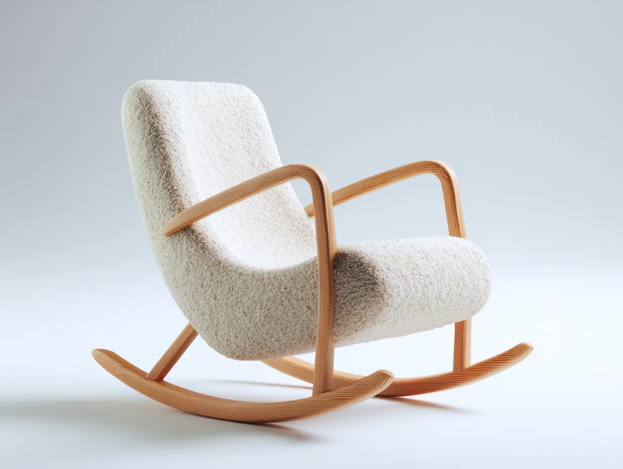 Fauteuil à bascule en laine feutrée beige clair 80x76x88 cm - pour salon - style nordique contemporain-Pinegetbay