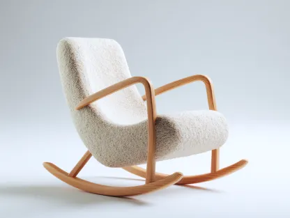 Fauteuil à bascule en laine feutrée beige clair 80x76x88 cm - pour salon - style nordique contemporain-Pinegetbay