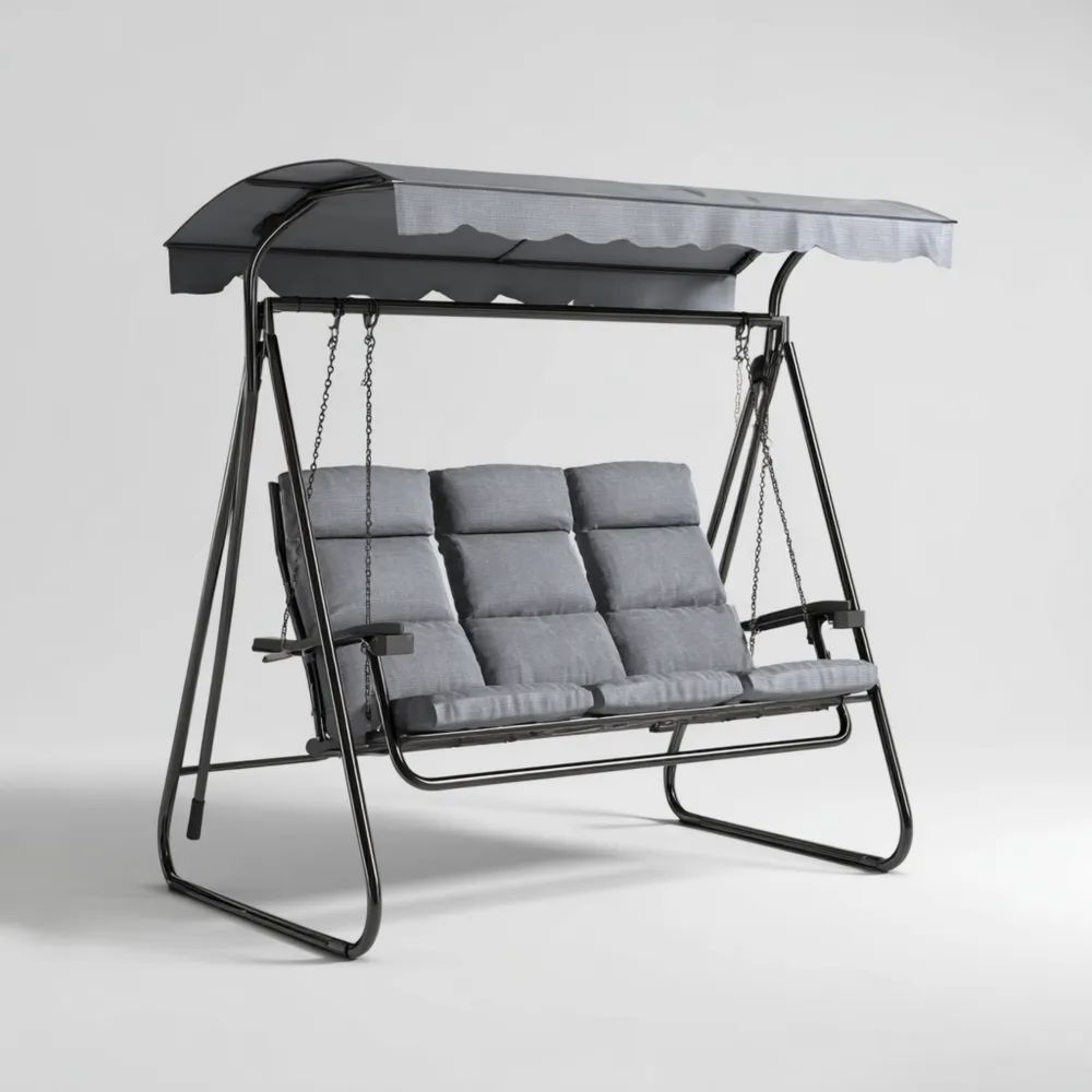 Balancelle de jardin en acier pour 3 personnes 170x110x153 cm - Gris