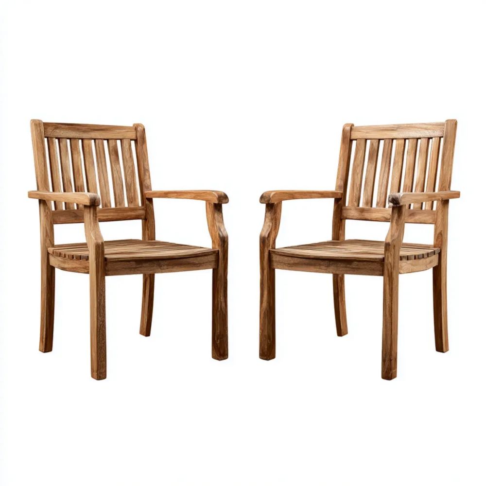 Chaises de jardin en bois de teck 90x60x60 cm - Naturel