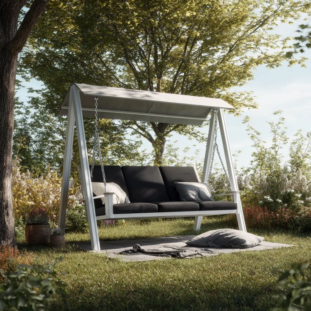 Balancelle de jardin métal et textile 200x150x180 cm – Gris – Design moderne