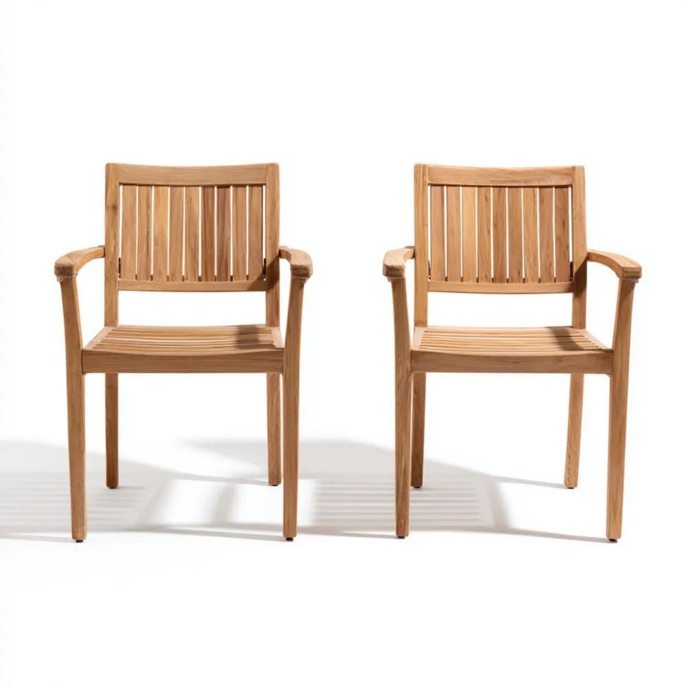 Chaises de jardin en bois teck 60x60x90 cm - Design classique